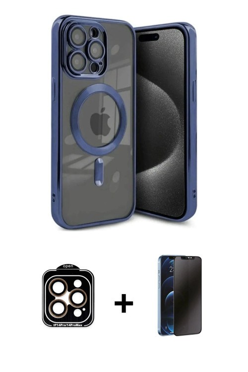 ieg™ iPhone 15 Pro Max Kılıf Nova Işık Özel Seri - Siyah 3D Antistatik Hayalet Cam Ekran Koruyucu +