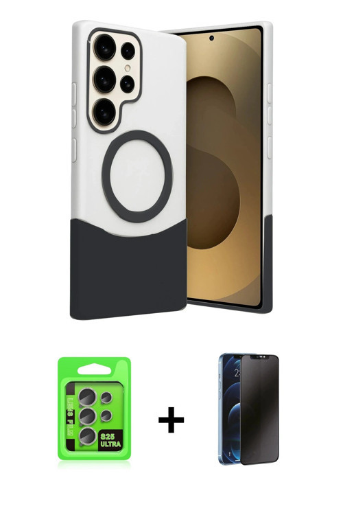 ieg™ Galaxy S25 Ultra Kılıf Kozmos Form Özel Seri - Siyah 3D Antistatik Hayalet Cam Ekran Koruyucu +