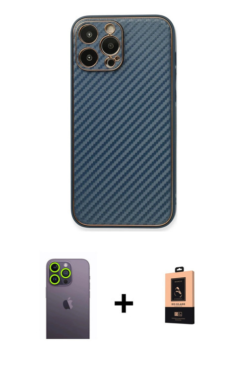 ieg™ iPhone 13 Pro Max Kılıf Ahenk Işık - Şeffaf Maxco Cam Ekran Koruyucu + Yeşil Neon Fosforlu Kame