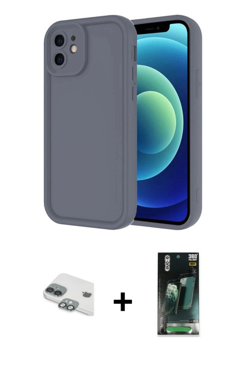 ieg™ iPhone 11 Kılıf Yankı Yansıma Özel Seri - Şeffaf 360 Full Body Arka Koruyucu + Yeşil Pers Alümi