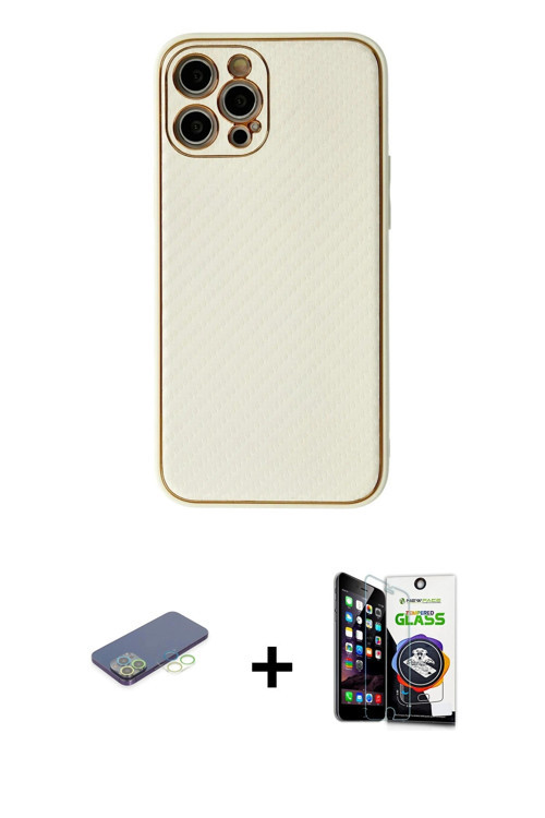 ieg™ iPhone 12 Pro Max Kılıf Ahenk Işık - Şeffaf Temperli Cam Ekran Koruyucu + Yeşil Renkli Kamera L