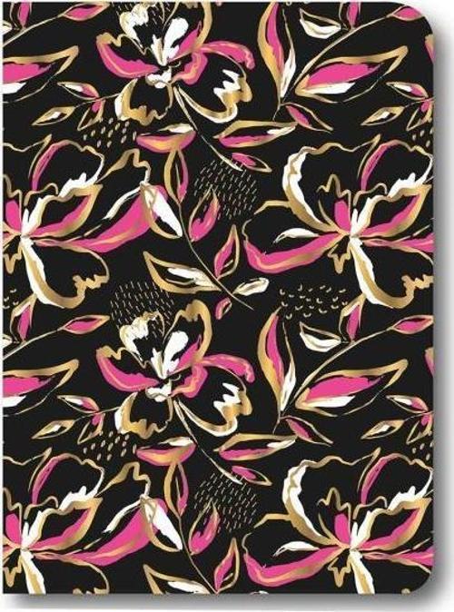 Cilt Kabartmalı Desen Kenarı Yaldızlı İvory Çizgili Defter 96 Yaprak 15x21 cm Pembe