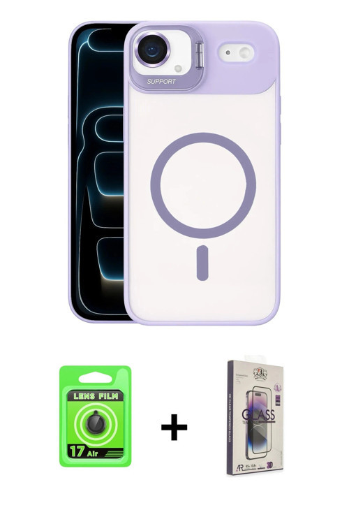 ieg™ iPhone 17 Air Kılıf Yadigar Asil Koleksiyonu - Siyah Bilvis 3D Cam Ekran Koruyucu + Siyah Raze