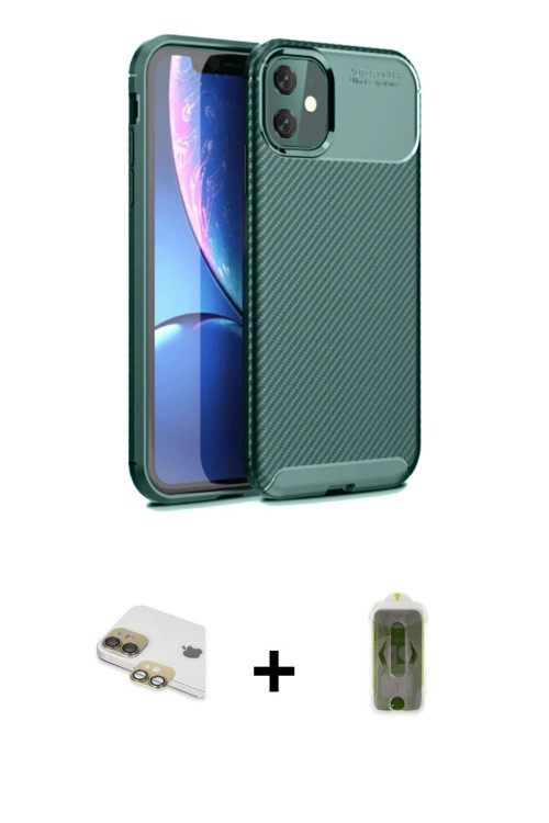 ieg™ iPhone 11 Kılıf Eksen Form Prime - Siyah Joko Magic 5D Hayalet Cam + Gold Pers Alüminyum Kamera