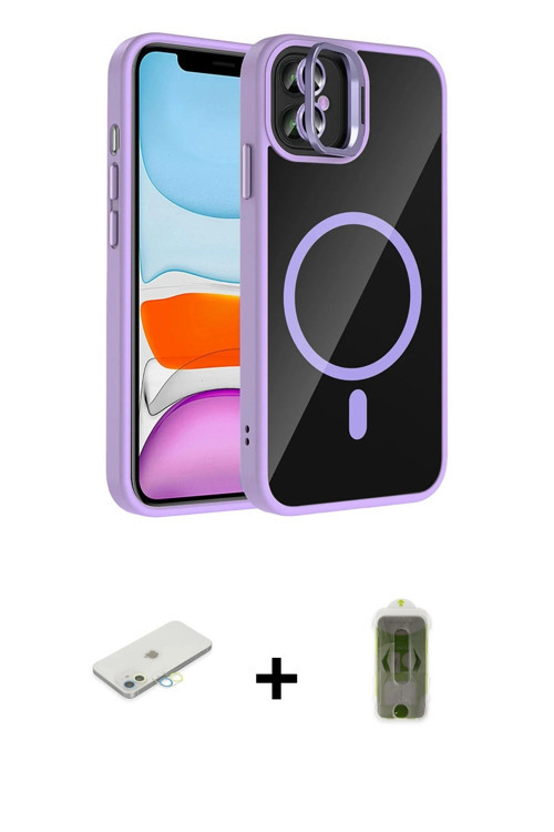 ieg™ iPhone 11 Kılıf Yadigar Asil Koleksiyonu - Siyah Joko Magic 5D Hayalet Cam + Sarı Renkli Kamera