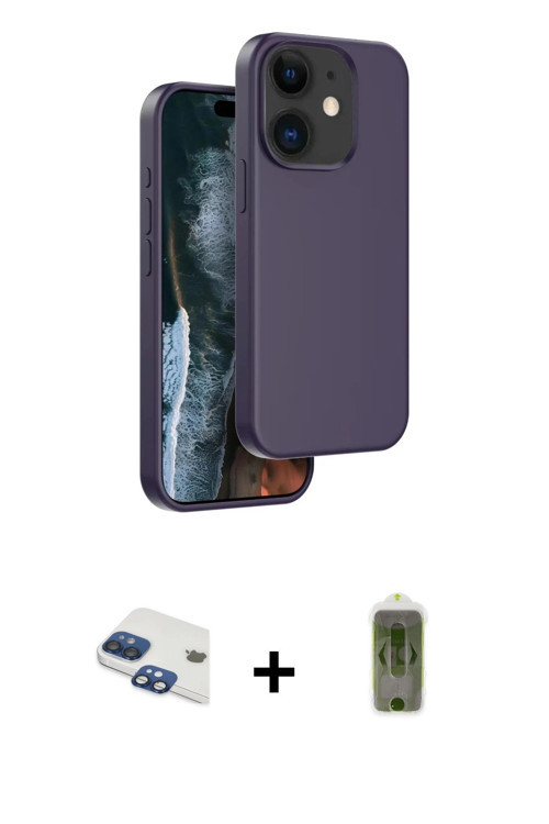 ieg™ iPhone 11 Kılıf Kıvılcım Çizgi Serisi - Siyah Joko Magic 5D Hayalet Cam + Lacivert Pers Alüminy