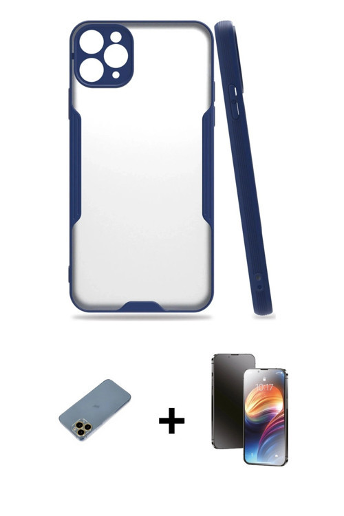 ieg™ iPhone 11 Pro Kılıf Atlas Asil Serisi - Siyah 3D Antistatik Mat Seramik Nano Ekran Koruyucu + G
