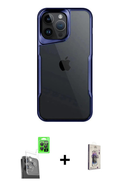 ieg™ iPhone 16 Pro Kılıf Akış Çizgi Koleksiyonu - Siyah Bilvis 3D Cam Ekran Koruyucu + Siyah Raze Me