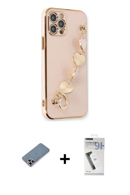ieg™ iPhone 12 Pro Kılıf Nova Işık Prime - Şeffaf Uv Polymer Nano Ekran Koruyucu + Mor Metal Kamera