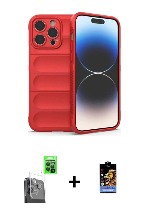 ieg™ iPhone 16 Pro Kılıf Atlas Koleksiyonu - Siyah Buffer Hayalet Cam Ekran Koruyucu + Siyah Raze Me