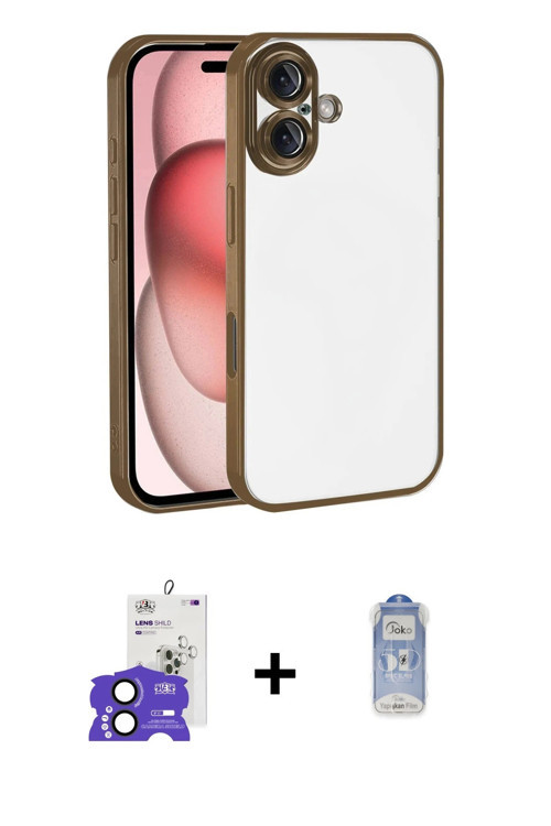 ieg™ iPhone 17 Kılıf Vadi Minimal - Siyah Joko Magic 5D Cam + Siyah Bilvis Titan Kamera Lens
