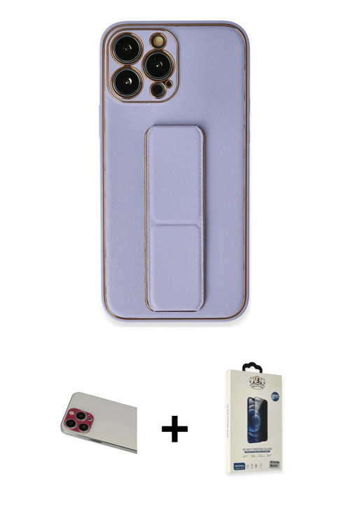ieg™ iPhone 13 Pro Max Kılıf Akış Doku - Siyah Bilvis Hayalet Cam Ekran Koruyucu + Kırmızı Rainbow K