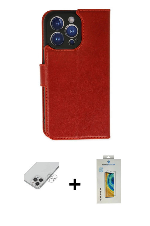 ieg™ iPhone 14 Pro Max Kılıf Siluet Işık Serisi - Siyah Polymer Nano Ekran Koruyucu + Gümüş Band Met