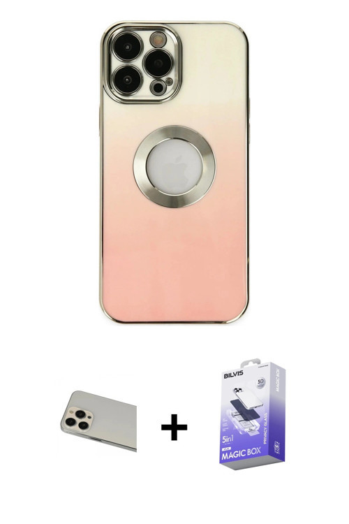 ieg™ iPhone 13 Pro Max Kılıf Kutup Yansıma Özel Seri - Siyah Bilvis 5in1 5D Magic Hayalet Cam Ekran