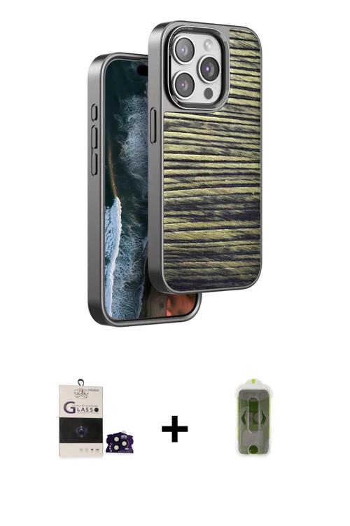 ieg™ iPhone 14 Pro Max Kılıf Atlas Minimal Özel Seri - Siyah Joko Magic 5D Hayalet Cam + Siyah Bilvi