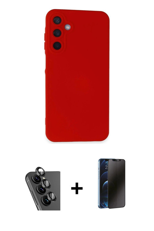 ieg™ Galaxy A25 5G Kılıf Ahenk Serisi - Siyah 3D Antistatik Hayalet Cam Ekran Koruyucu + Siyah Valde