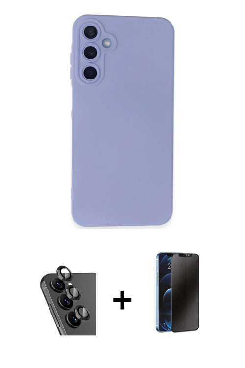 ieg™ Galaxy A25 5G Kılıf Ahenk Serisi - Siyah 3D Antistatik Hayalet Cam Ekran Koruyucu + Siyah Valde