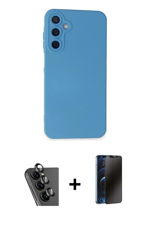 ieg™ Galaxy A25 5G Kılıf Ahenk Serisi - Siyah 3D Antistatik Hayalet Cam Ekran Koruyucu + Siyah Valde