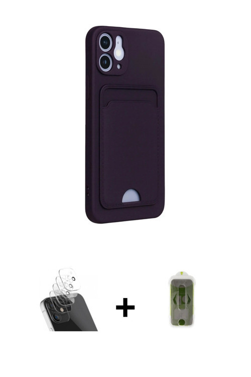 ieg™ iPhone 12 Kılıf Vadi Çizgi Prime - Siyah Joko Magic 5D Hayalet Cam + Şeffaf Kamera Lens Koruma