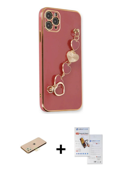 ieg™ iPhone 11 Pro Max Kılıf Nova Işık Prime - Siyah Seramik Nano Ekran Koruyucu + Sarı Renkli Kamer