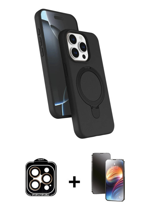 ieg™ iPhone 15 Pro Max Kılıf İz Işık Koleksiyonu - Siyah 3D Antistatik Mat Seramik Nano Ekran Koruyu