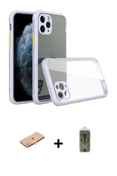 ieg™ iPhone 11 Pro Max Kılıf Nova Asil Özel Seri - Siyah Joko Magic 5D Hayalet Cam + Turuncu Renkli