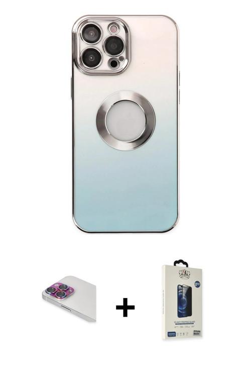 ieg™ iPhone 13 Pro Max Kılıf Kutup Yansıma Özel Seri - Siyah Bilvis Hayalet Cam Ekran Koruyucu + Gök