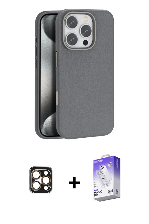 ieg™ iPhone 16 Pro Max Kılıf Zirve Modern Prime - Siyah Bilvis 5in1 3D Magic Cam Ekran Koruyucu + Go