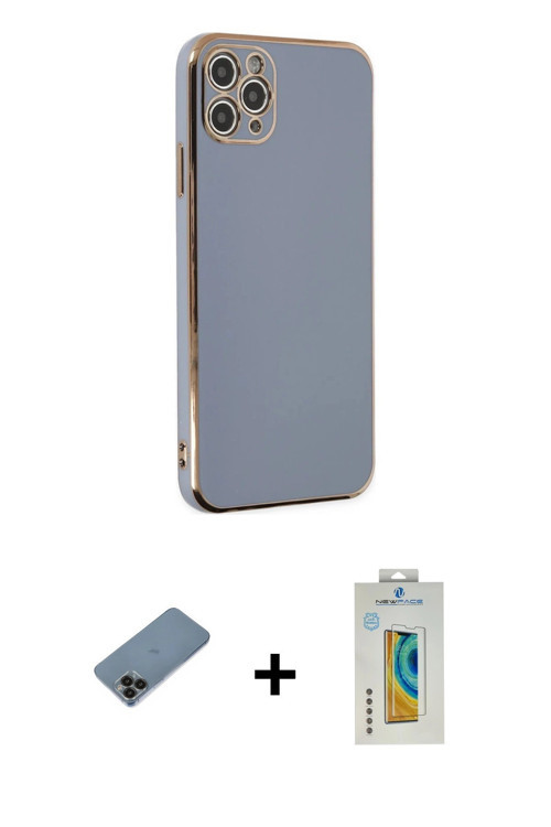 ieg™ iPhone 11 Pro Max Kılıf Yankı Serisi - Siyah Polymer Nano Ekran Koruyucu + Siyah Shine Kamera L