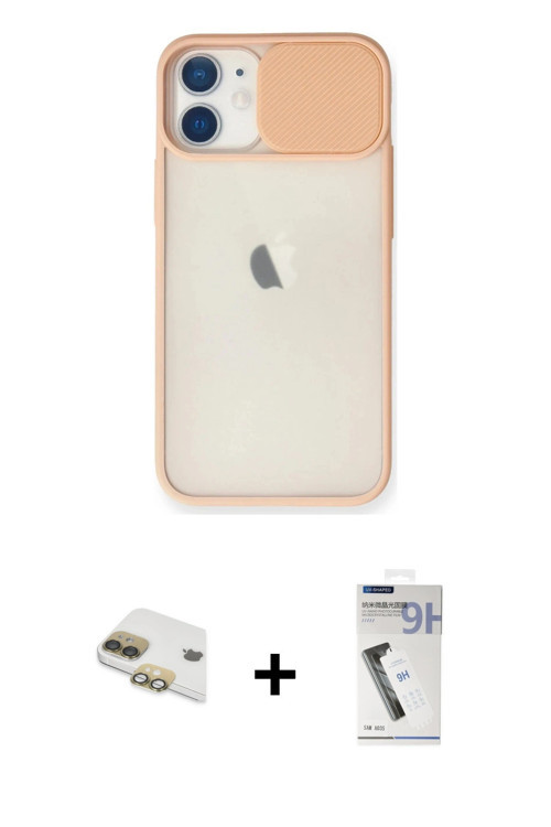ieg™ iPhone 11 Kılıf Vadi Çizgi - Şeffaf Uv Polymer Nano Ekran Koruyucu + Gold Pers Alüminyum Kamera