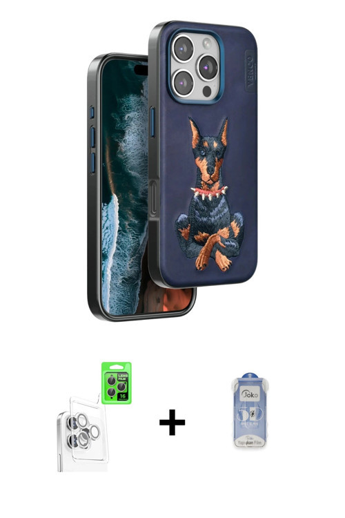 ieg™ iPhone 16 Pro Kılıf Nova Form Koleksiyonu - Siyah Joko Magic 5D Cam + Beyaz Raze Metal Kamera L