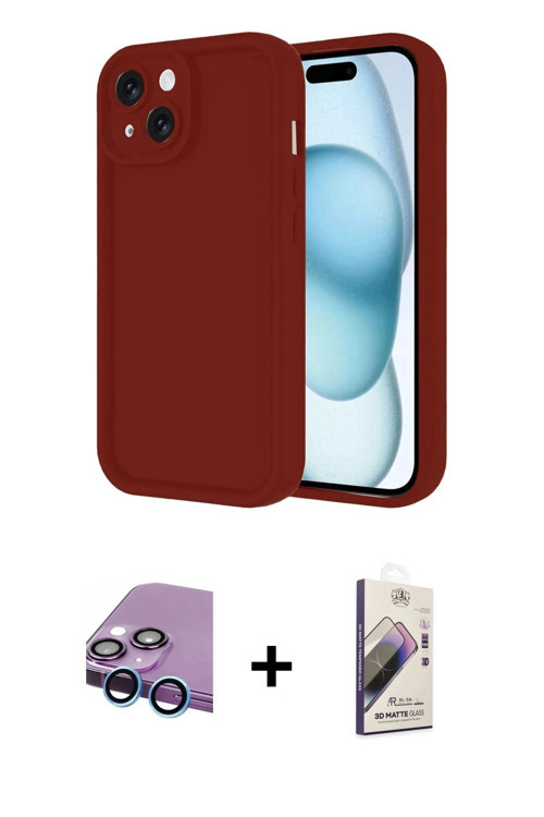 ieg™ iPhone 14 Kılıf Yankı Yansıma Özel Seri - Siyah Bilvis 3D Mat Cam Ekran Koruyucu + Mavi Raze Me