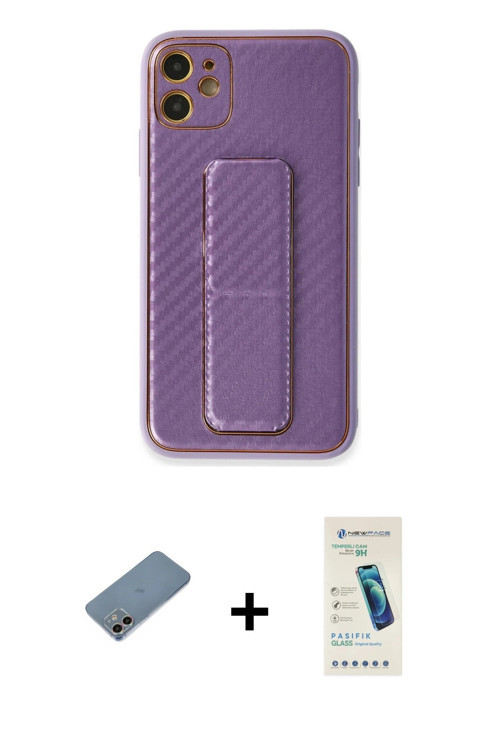 ieg™ iPhone 12 Kılıf Yörünge Yansıma - Şeffaf Pasifik Cam Ekran Koruyucu + Gökkuşağı Shine Kamera Le