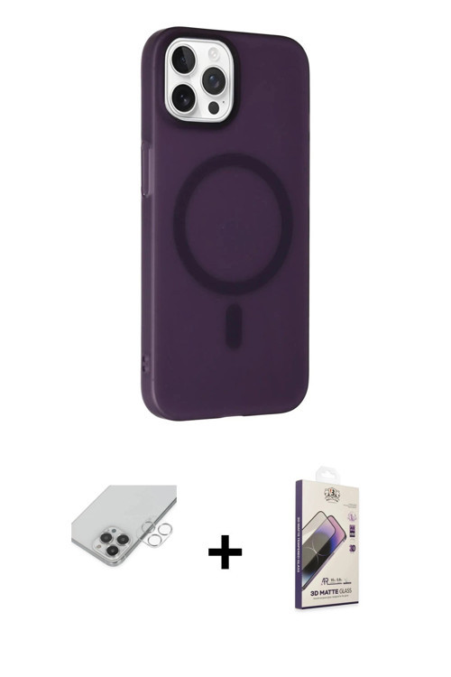 ieg™ iPhone 14 Pro Max Kılıf Çekirdek Modern Prime - Siyah Bilvis 3D Mat Cam Ekran Koruyucu + Gümüş