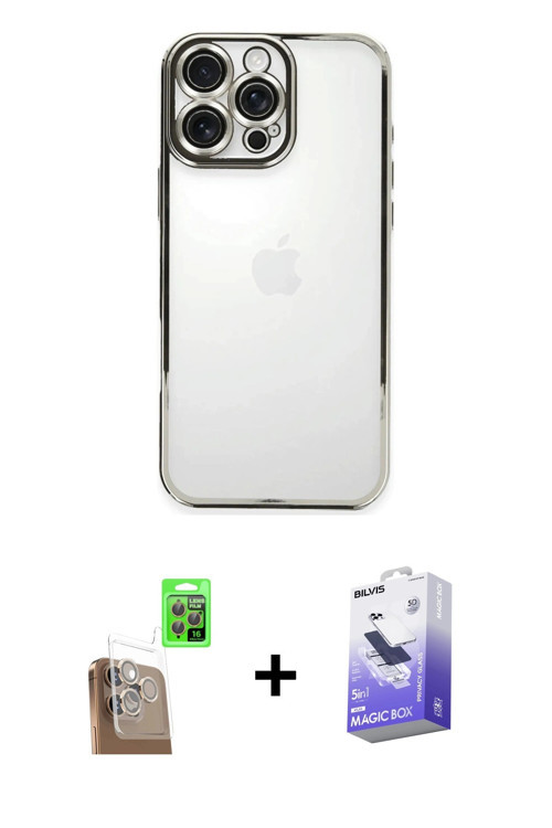 ieg™ iPhone 16 Pro Max Kılıf Vadi Minimal - Siyah Bilvis 5in1 5D Magic Hayalet Cam Ekran Koruyucu +
