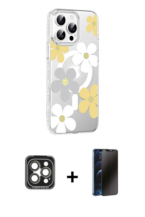 ieg™ iPhone 15 Pro Max Kılıf Yörünge Işık Prime - Siyah 3D Antistatik Hayalet Cam Ekran Koruyucu + G