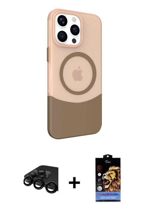 ieg™ iPhone 15 Pro Kılıf Çekirdek Asil Özel Seri - Siyah Buffer Hayalet Cam Ekran Koruyucu + Siyah R