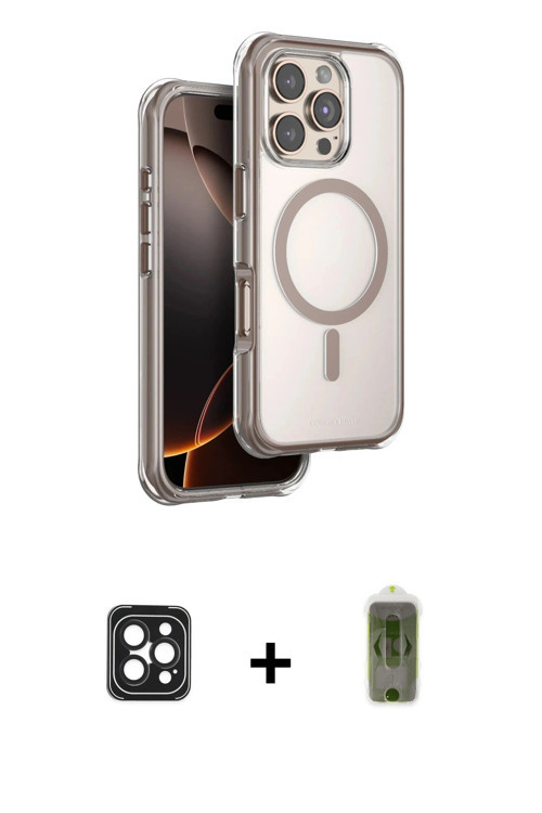 ieg™ iPhone 16 Pro Max Kılıf Zirve Klasik Prime - Siyah Joko Magic 5D Hayalet Cam + Siyah PVD Metal