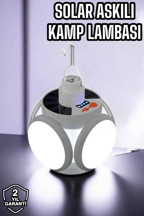 Büro Ev Ofis Kamp Keyfi için Solar Şarjlı Çadır Lambası Işıldaklı Led Ampül El Feneri