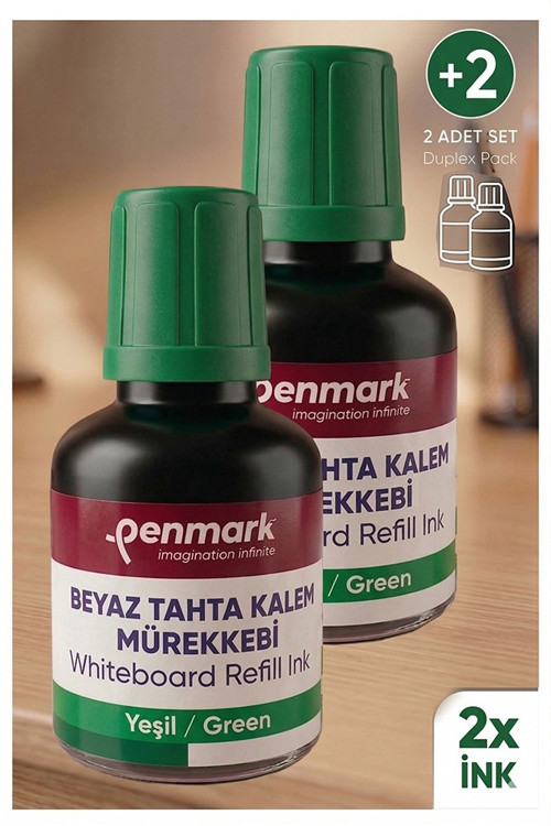 Yeşil Yazı Tahta Kalemi Mürekkebi 30 ml 2 Adet Penmark Tahta Kalemi Mürekkepi Kolay Silinebilir Doldurulabilir Canlı