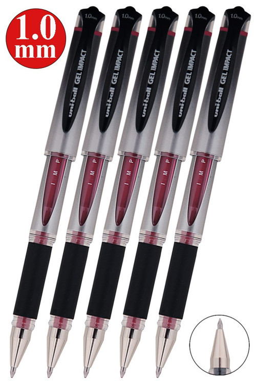Kırmızı İmza Kalemi 5 Adet Uniball Gel İmpact 1.0 mm Roller Pilot Kalem Um-153S Roller Uçlu Likit Mürekkepli Pilot Kalem