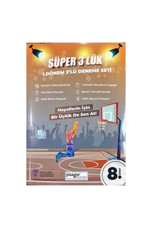 8. Sınıf Pisagor Süper 3' lük 1. Dönem Deneme Seti / Kolektif / Zeka Küpü Yayınları / 9786057534996