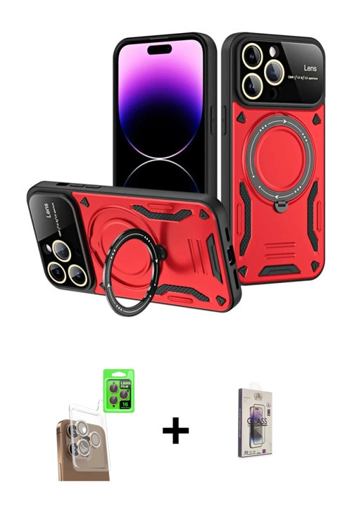ieg™ iPhone 16 Pro Kılıf Kıvılcım Modern Serisi - Siyah Bilvis 3D Cam Ekran Koruyucu + Çöl Titanyum
