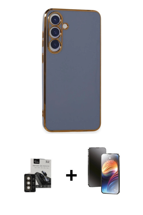 ieg™ Galaxy S24 Kılıf Yankı Serisi - Siyah 3D Antistatik Mat Seramik Nano Ekran Koruyucu + Gold PVD