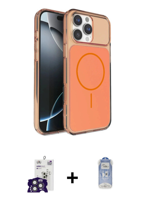 ieg™ iPhone 16 Pro Max Kılıf Kutup Doku Serisi - Siyah Joko Magic 5D Cam + Titanyum Gri Bilvis Titan