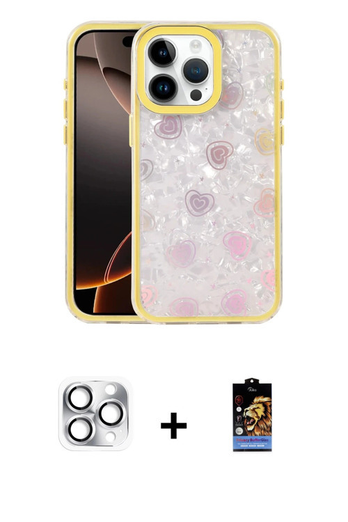 ieg™ iPhone 16 Pro Max Kılıf Odak Prime - Siyah Buffer Hayalet Cam Ekran Koruyucu + Gümüş Pers Alümi
