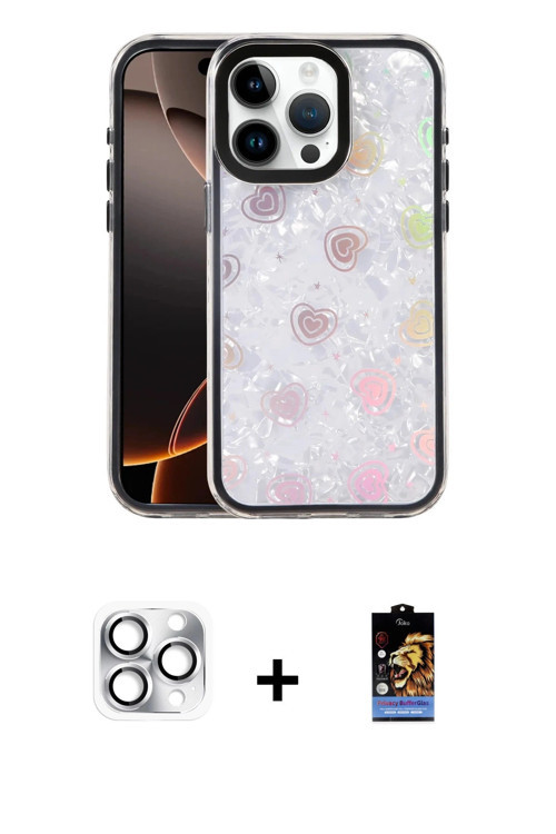 ieg™ iPhone 16 Pro Max Kılıf Odak Prime - Siyah Buffer Hayalet Cam Ekran Koruyucu + Gümüş Pers Alümi