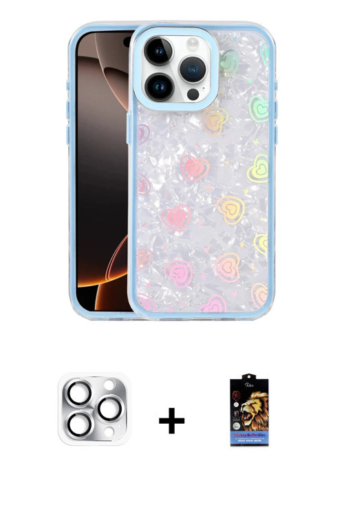 ieg™ iPhone 16 Pro Max Kılıf Odak Prime - Siyah Buffer Hayalet Cam Ekran Koruyucu + Gümüş Pers Alümi