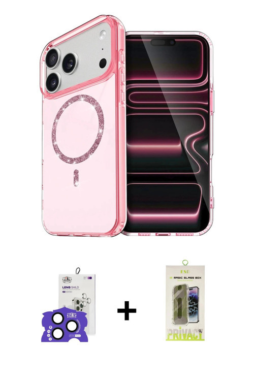 ieg™ iPhone 17 Pro Max Kılıf Kıvılcım Form Prime - Siyah Joko Magic 5D Hayalet Cam + Lacivert Bilvis