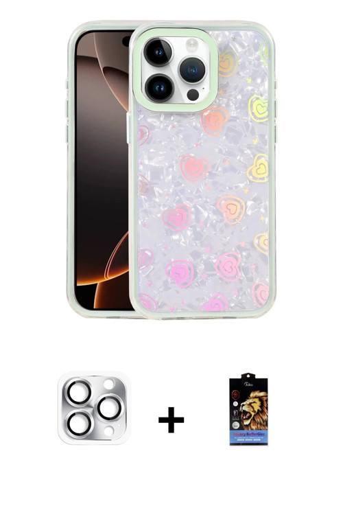 ieg™ iPhone 16 Pro Max Kılıf Odak Prime - Siyah Buffer Hayalet Cam Ekran Koruyucu + Gümüş Pers Alümi